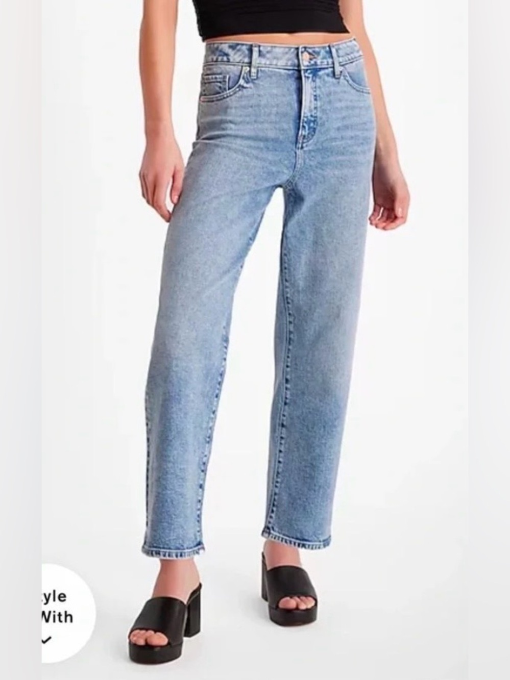 Express Relaxed Straight High Rise Ankle Jean - Medium Wash - Various Sizes